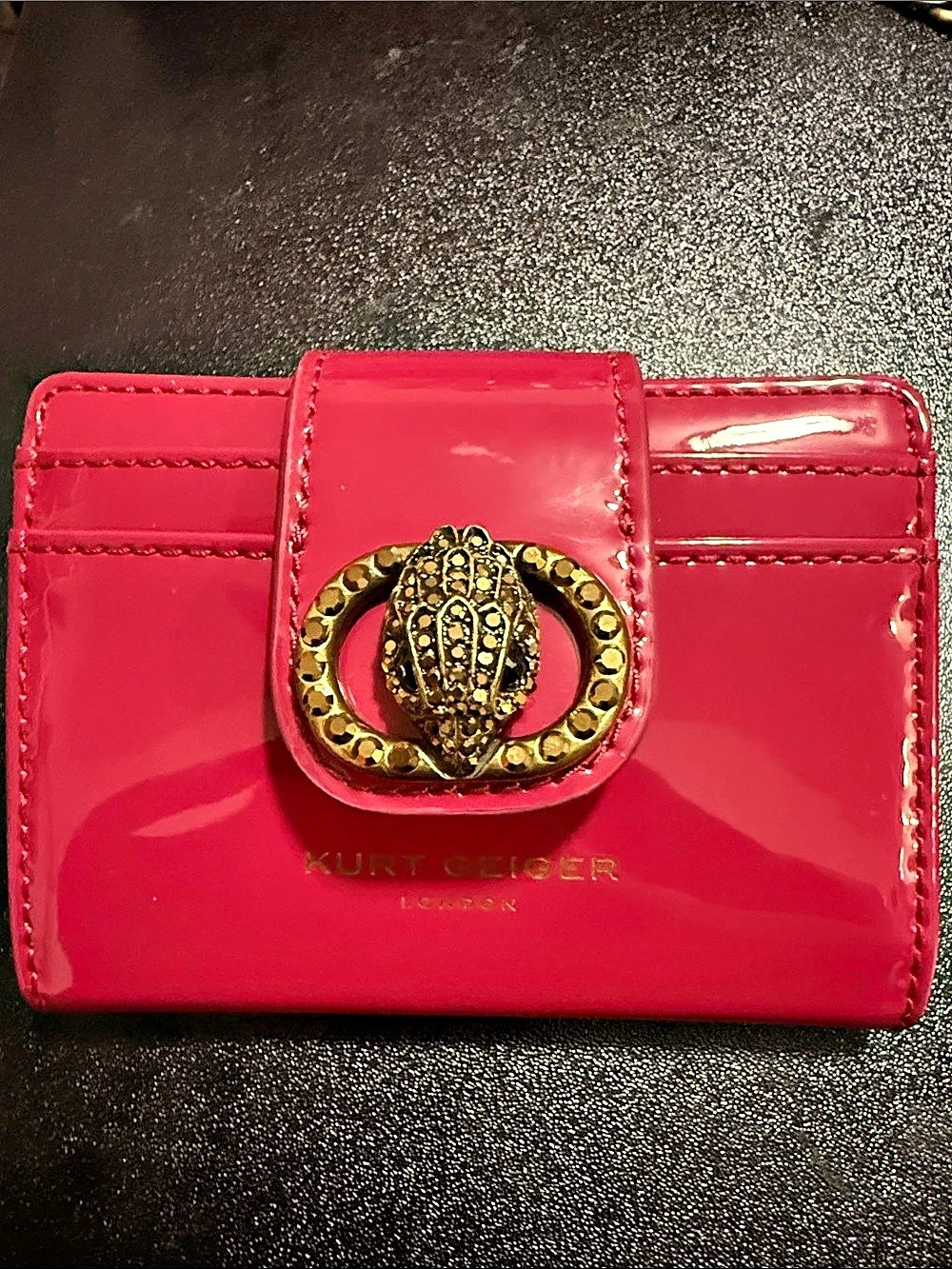Kurt Geiger Pink Patent Wallet Gold-Tone Clasp